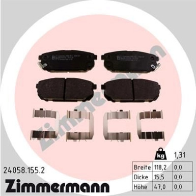 Zimmermann | Bremsbelagsatz, Scheibenbremse | 24058.155.2