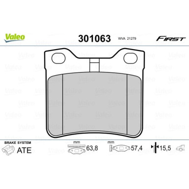 Valeo | Bremsbelagsatz, Scheibenbremse | 301063