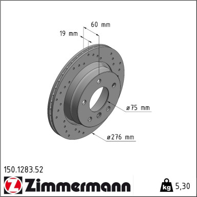 Zimmermann | Bremsscheibe | 150.1283.52