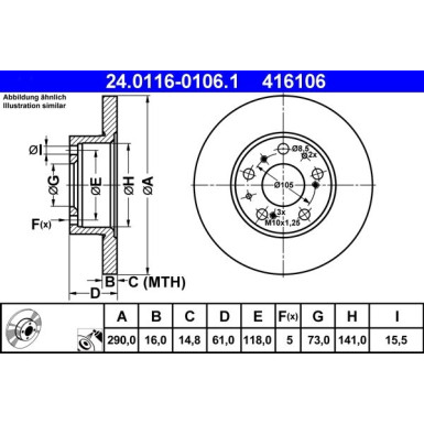 ATE | Bremsscheibe | 24.0116-0106.1