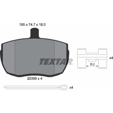 Textar | Bremsbelagsatz, Scheibenbremse | 2035908