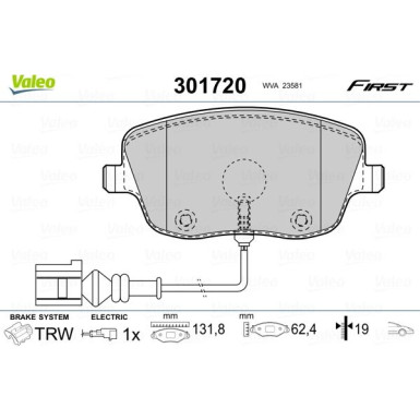 Valeo | Bremsbelagsatz, Scheibenbremse | 301720