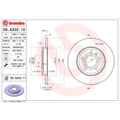 Brembo | Bremsscheibe | 08.A332.11