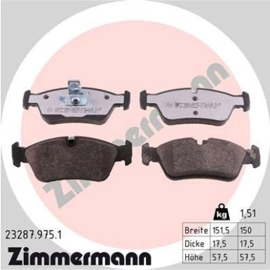 Zimmermann | Bremsbelagsatz, Scheibenbremse | 23287.975.1