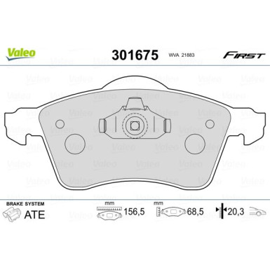 Valeo | Bremsbelagsatz, Scheibenbremse | 301675