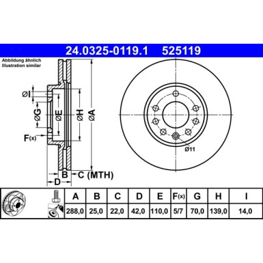 ATE | Bremsscheibe | 24.0325-0119.1