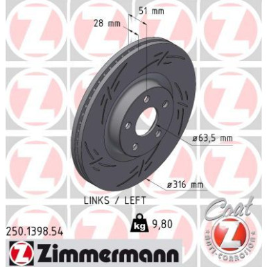 Zimmermann | Bremsscheibe | 250.1398.54