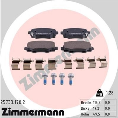 Zimmermann | Bremsbelagsatz, Scheibenbremse | 25733.170.2