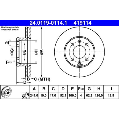 ATE | Bremsscheibe | 24.0119-0114.1