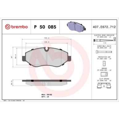 Brembo | Bremsbelagsatz, Scheibenbremse | P 50 085