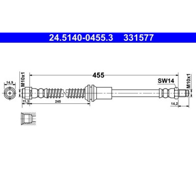 ATE | Bremsschlauch | 24.5140-0455.3