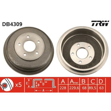 TRW | Bremstrommel | DB4309