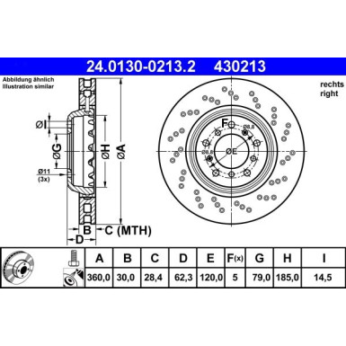 ATE | Bremsscheibe | 24.0130-0213.2