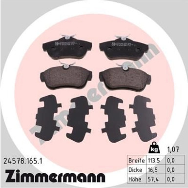 Zimmermann | Bremsbelagsatz, Scheibenbremse | 24578.165.1