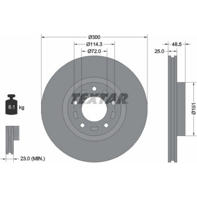 TEXTAR PRO 92130403 Bremsscheibe für MAZDA PREMACY, 3, 5 300x25mm, 05/05x114,3, innenbelüftet, beschichtet