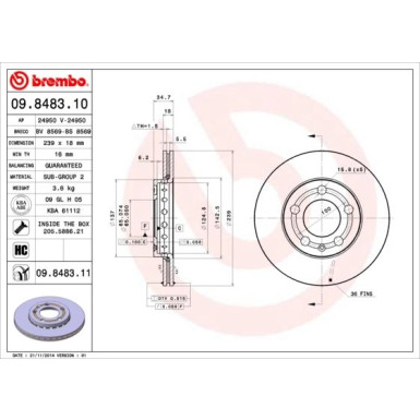 Brembo | Bremsscheibe | 09.8483.11