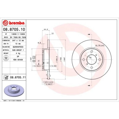 Brembo | Bremsscheibe | 08.8705.11