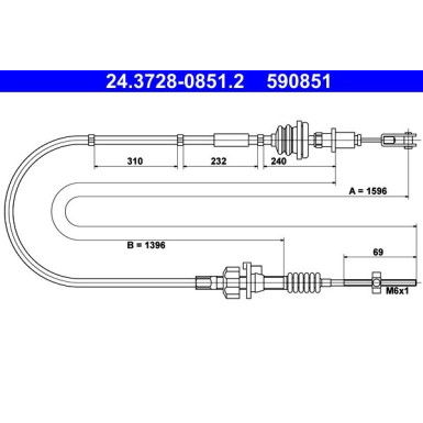 ATE | Seilzug, Kupplungsbetätigung | 24.3728-0851.2