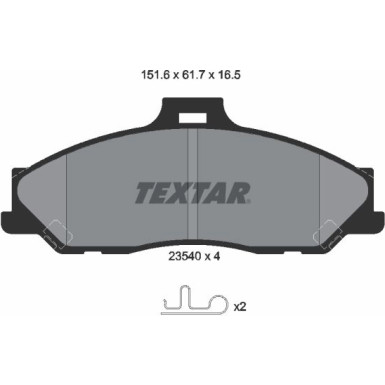 Textar | Bremsbelagsatz, Scheibenbremse | 2354001