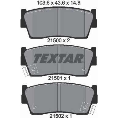 Textar | Bremsbelagsatz, Scheibenbremse | 2150001