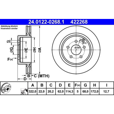 ATE | Bremsscheibe | 24.0122-0268.1