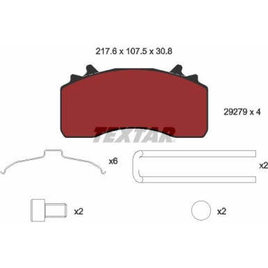 Textar | Bremsbelagsatz, Scheibenbremse | 2927901