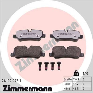 Zimmermann | Bremsbelagsatz, Scheibenbremse | 24192.975.1