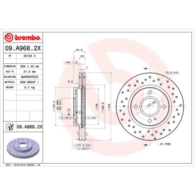 Brembo | Bremsscheibe | 09.A968.2X