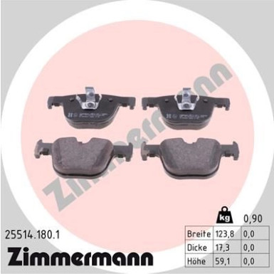 Zimmermann | Bremsbelagsatz, Scheibenbremse | 25514.180.1