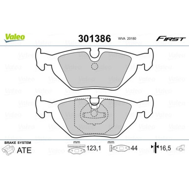 Valeo | Bremsbelagsatz, Scheibenbremse | 301386