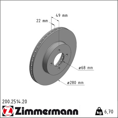 Zimmermann | Bremsscheibe | 200.2514.20