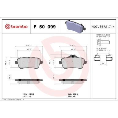 Brembo | Bremsbelagsatz, Scheibenbremse | P 50 099