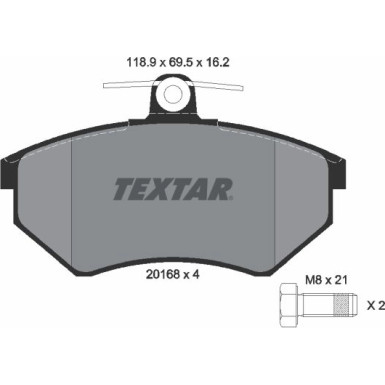 Textar | Bremsbelagsatz, Scheibenbremse | 2016801