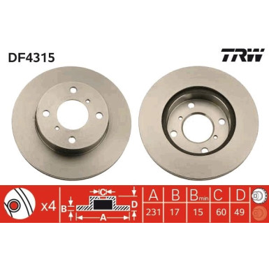 TRW | Bremsscheibe | DF4315