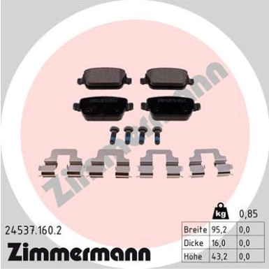 Zimmermann | Bremsbelagsatz, Scheibenbremse | 24537.160.2