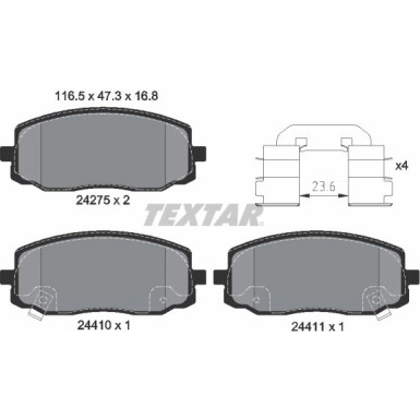 Textar | Bremsbelagsatz, Scheibenbremse | 2427501