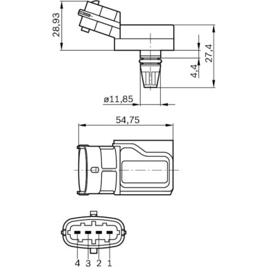 BOSCH | Sensor, Ladedruck | 0 281 002 573