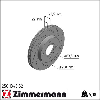 Zimmermann | Bremsscheibe | 250.1343.52