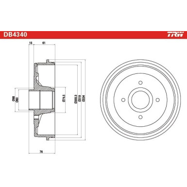 TRW | Bremstrommel | DB4340