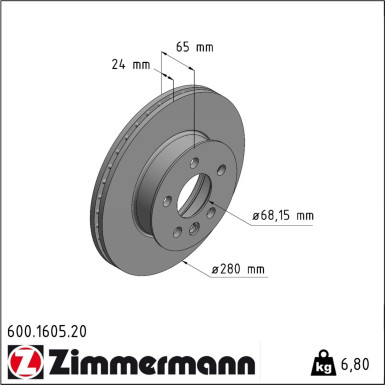 Zimmermann | Bremsscheibe | 600.1605.20