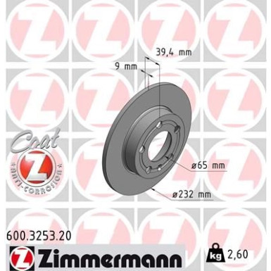 Zimmermann | Bremsscheibe | 600.3253.20