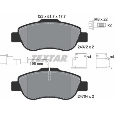 Textar | Bremsbelagsatz, Scheibenbremse | 2476401