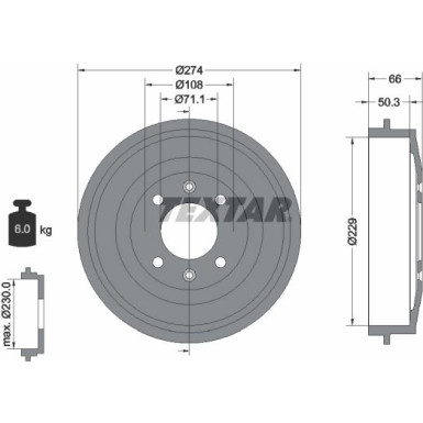 Textar | Bremstrommel | 94010300