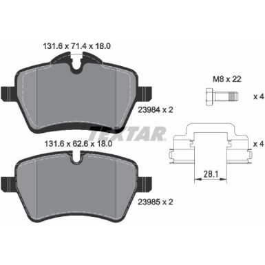 Textar | Bremsbelagsatz, Scheibenbremse | 2398404