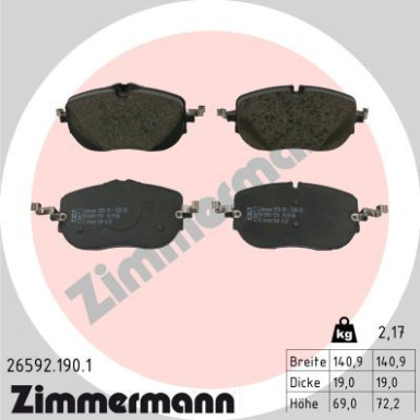 Zimmermann | Bremsbelagsatz, Scheibenbremse | 26592.190.1