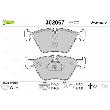 Valeo | Bremsbelagsatz, Scheibenbremse | 302067