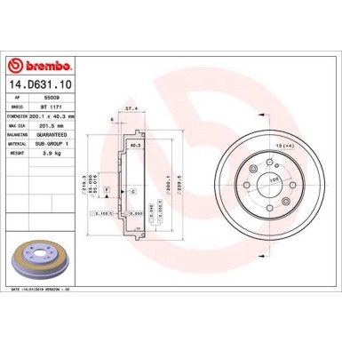 Brembo | Bremstrommel | 14.D631.10