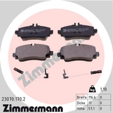 Zimmermann | Bremsbelagsatz, Scheibenbremse | 23070.170.2