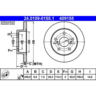 ATE | Bremsscheibe | 24.0109-0155.1