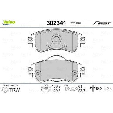 Valeo | Bremsbelagsatz, Scheibenbremse | 302341